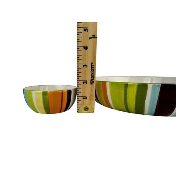 Festive Serving Bowl Chip And Dip Retro Inspired  Set of Two 2 Bowls - Picture 9 of 15